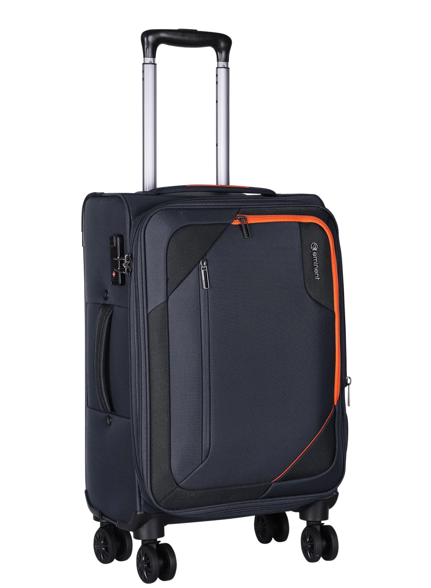 Eminent Expandable Soft Shell Trolley Luggage Premium Lightweight Travel Suitcase with TSA Lock and Double Spinner Wheels (Black, 50 cm) z8rsa