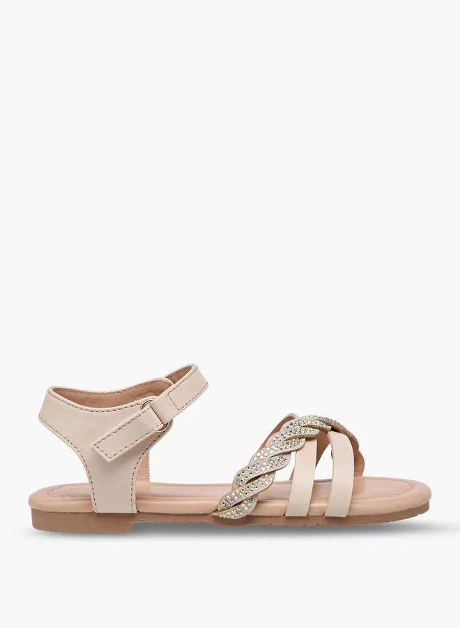 Flora Bella Girls Embellished Hook & Loop Sandals Premium Comfortable Footwear for Kids wa9p5