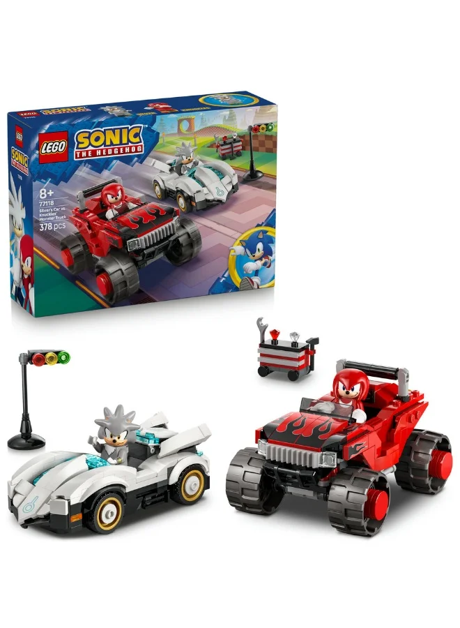 Building Blocks Sonic Hedgehog Vehicle Set Silver Car vs Monster Truck (378 Pieces) dtybi