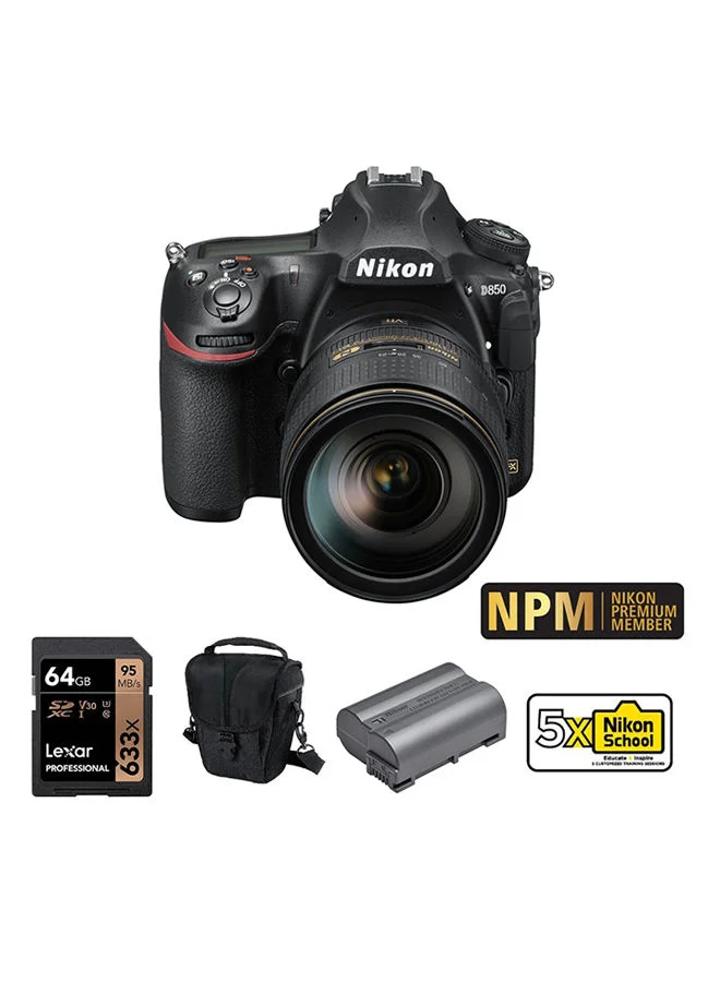 Professional Full-Frame DSLR Camera Kit with 24-120mm f/4 Lens, 64GB Memory Card, and Carrying Case (Black) w4ymd