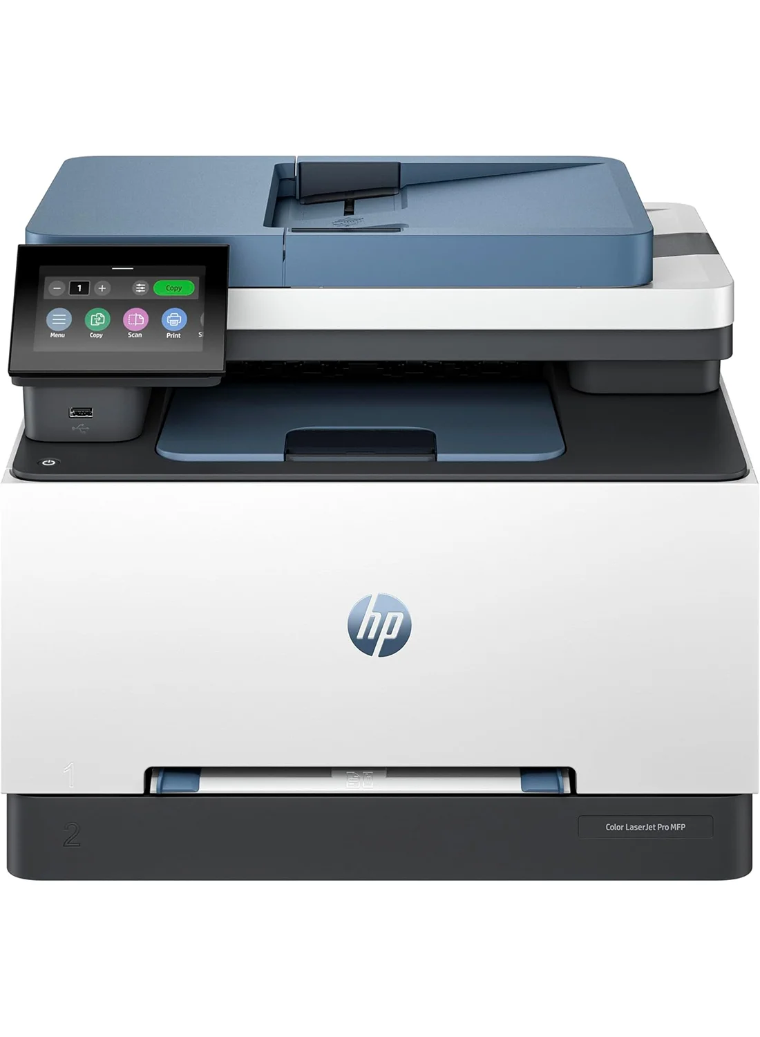 Premium Color Laser Multifunction Printer, High-Speed 25 ppm, Wireless Connectivity, 100-Sheet Tray, 4.3-inch Color Touchscreen (White/Grey) 11suz