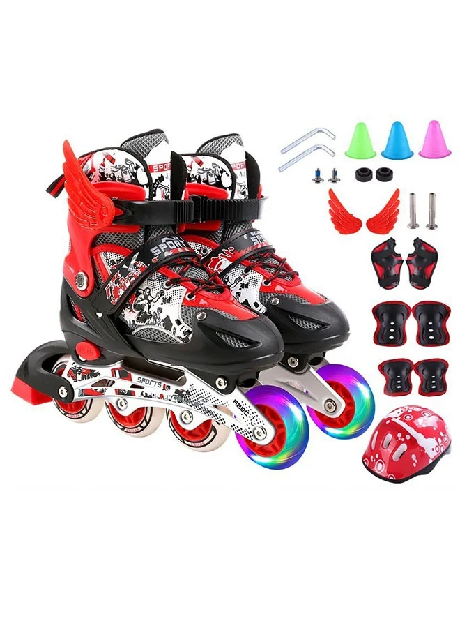 Arabest Adjustable Inline Roller Skates for Kids, Premium Light-Up Wheels, Breathable Comfort Skate Shoes (Size 30-34) odngy