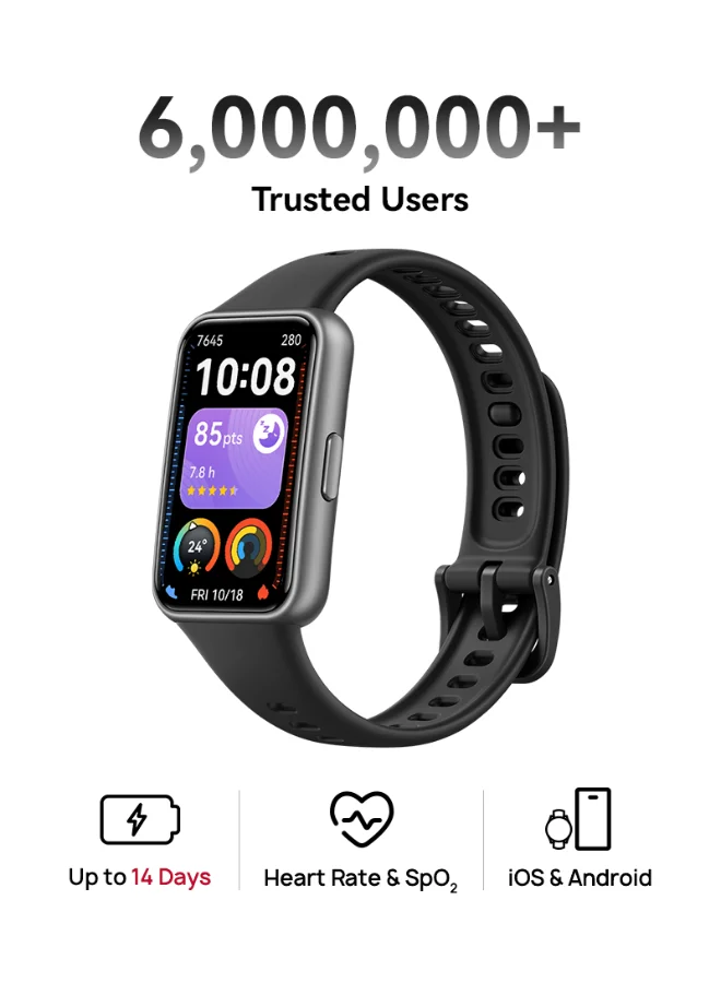 Smart Fitness Tracker Watch Ultra-Slim Health Monitor with HRV and Sleep Tracking (Black, 4.1 cm) oazsu