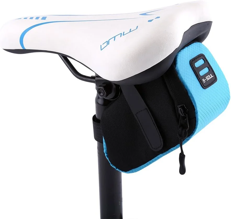 Woobles Bike Saddle Bag Lightweight Cycling Storage Pouch Under-seat Strap-On Accessory (Blue, 15 cm) o0ktd