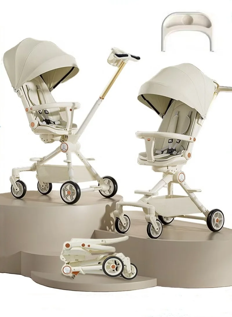 MIXDE Lightweight Baby Stroller, Multifunctional Travel Cabin with One-Hand Folding, Reversible Reclining Seat, Sunshade and Dinner Plate (For Newborn to Kids) 4b34z