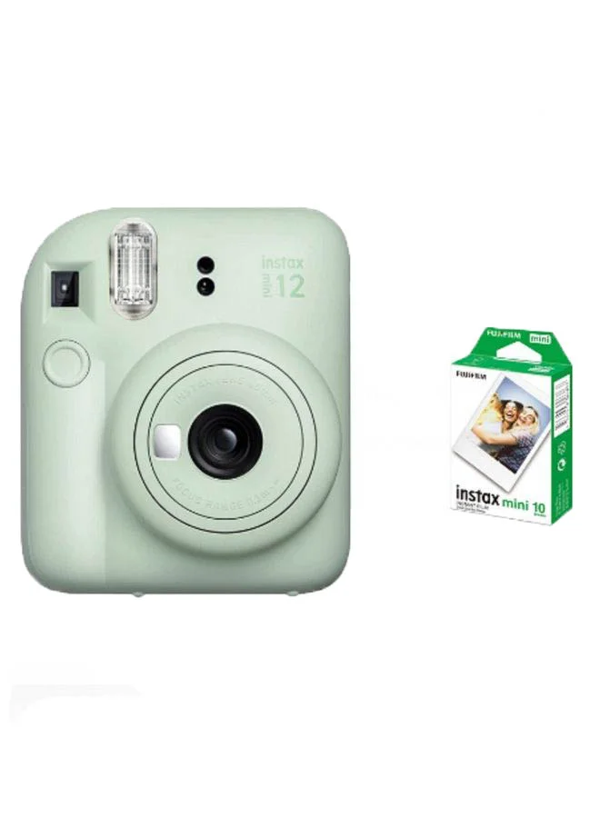 Instant Film Camera Compact Portable Photography Device with 10-Sheet Film Pack (Mint Green) i1z9q