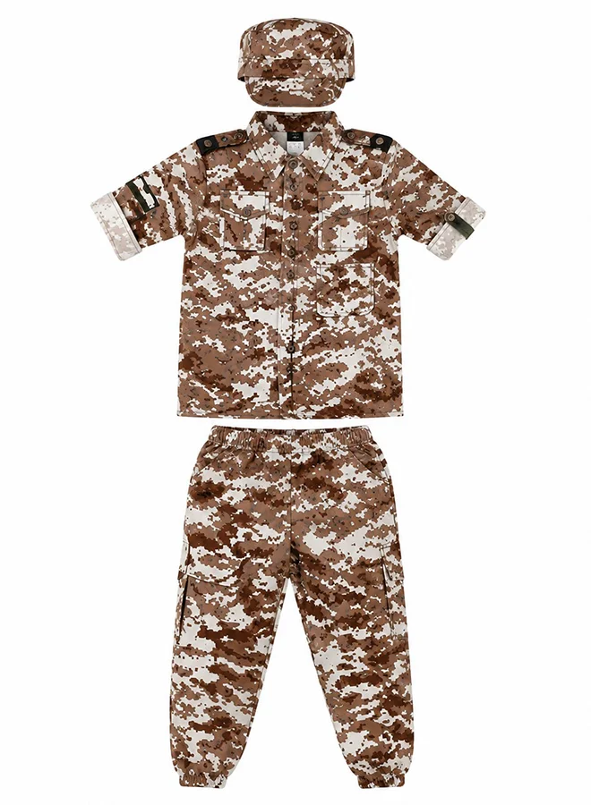 Toy Land Kids Desert Camouflage Soldier Costume Set with Cap (Military Army Fancy Dress Outfit for Boys, 12-13 Years) u70jt