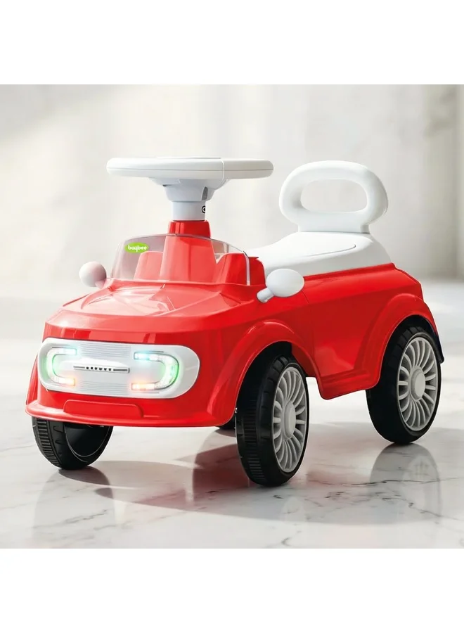 BAYBEE Mini Ride on Car for Toddlers with Music and Parental Handle (Red, 1-3 Years) 3rjb4