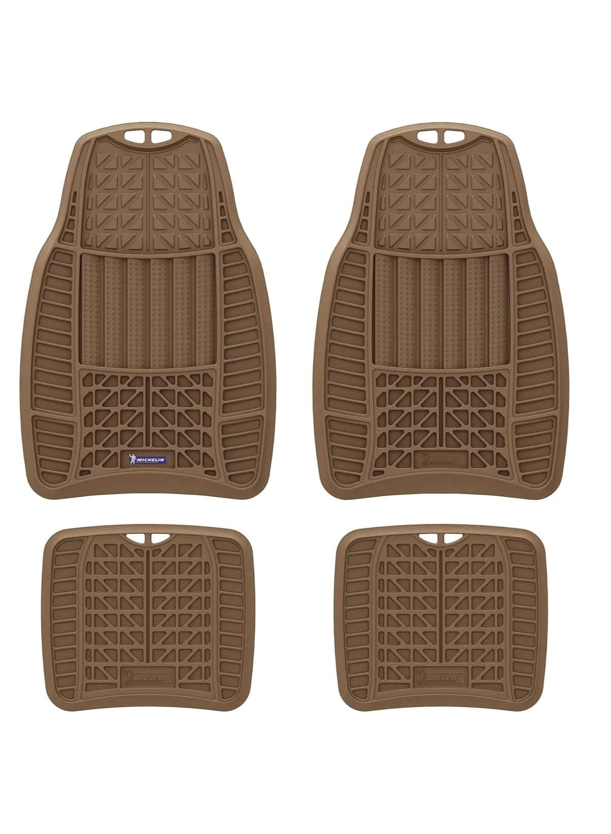 Premium Automotive Rubber Floor Mats (4-Piece Set) with FLEX Lines for All-Weather Protection (Tan) drp2x