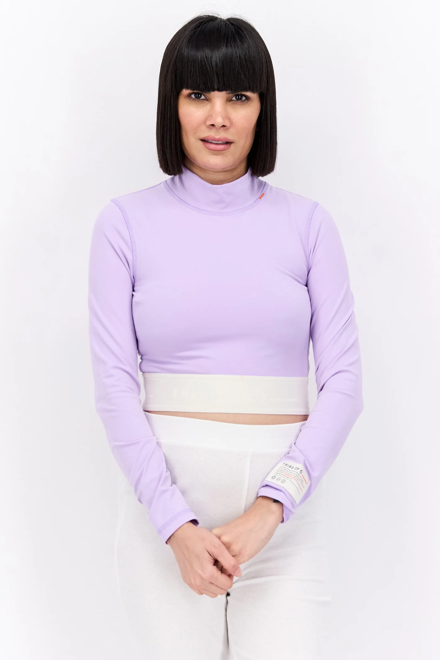 TRIBE OF 6 Women Plain Rash Guard Swimwear Long Sleeve UV Protection Swim Top (Purple, Medium) m40f5