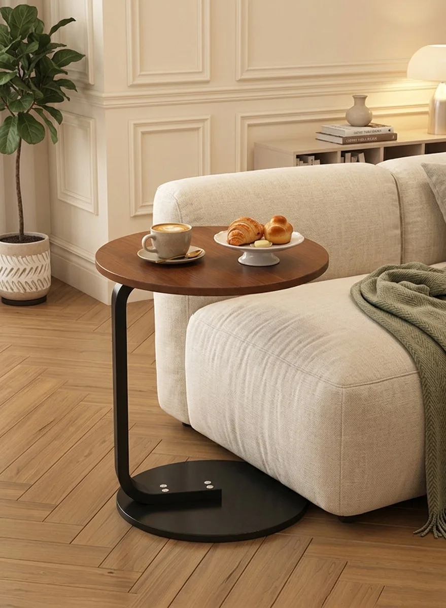 XiuWoo Nordic Style Round Coffee Table, Sturdy Sofa Side Table for Living Room (40x40x60cm) qq6z6