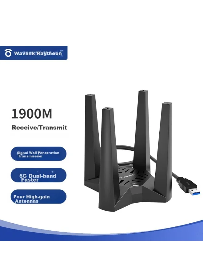 Premium Dual-Band USB Wireless Network Adapter 1900Mbps High-Speed WiFi Receiver for Desktop and Laptop (1900Mbps) y9jwn
