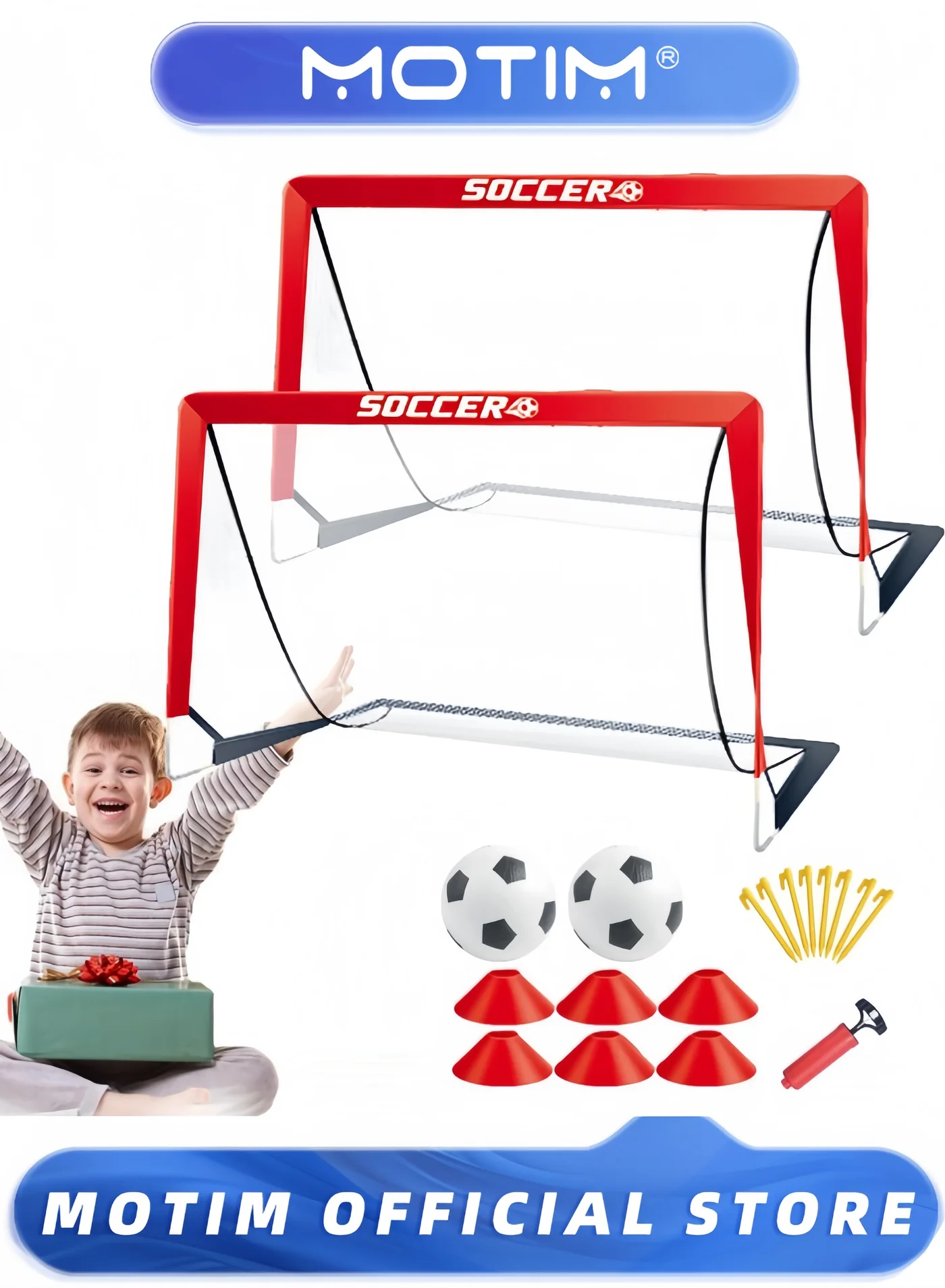 Motim Foldable Soccer Goal Net Set Premium Portable Training Equipment for Backyard and School (120 cm x 80 cm) z0tgc
