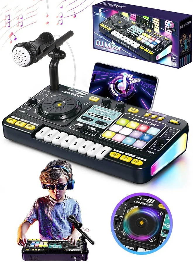 Arabest Electronic DJ Mixer Musical Toy with Karaoke Microphone and Light Effects (Toddler, 1 Set) ioaac