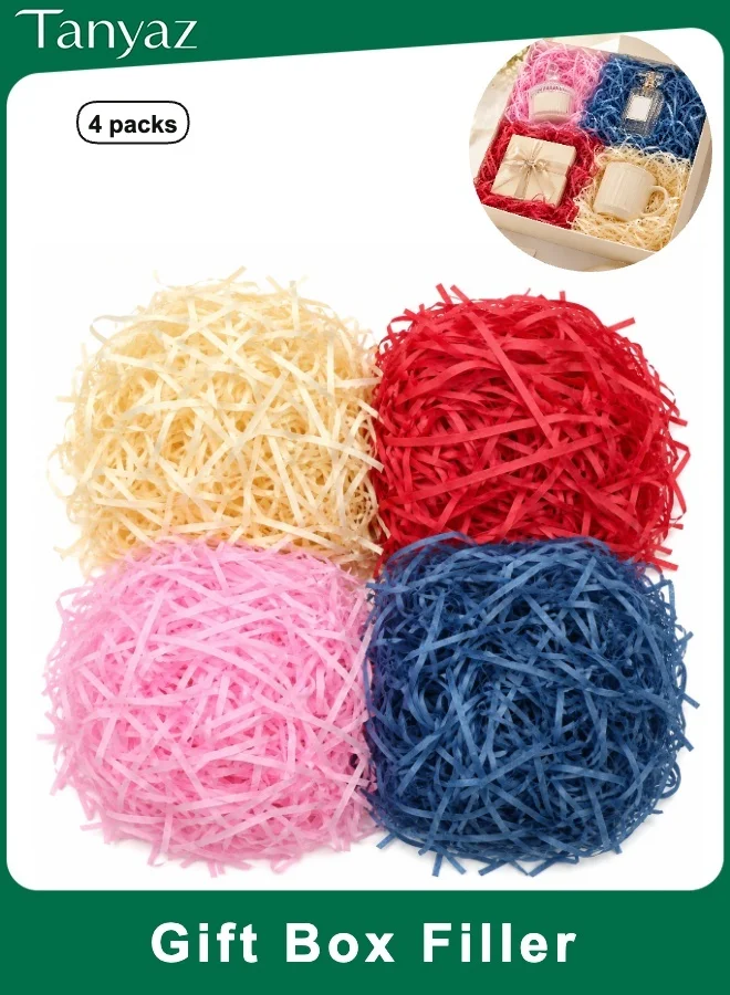 Tanyaz Shredded Paper Gift Box Filler Decorative Crinkle Cut Paper for Hampers and Party Favors (4 Pack, 400g) cgk1b