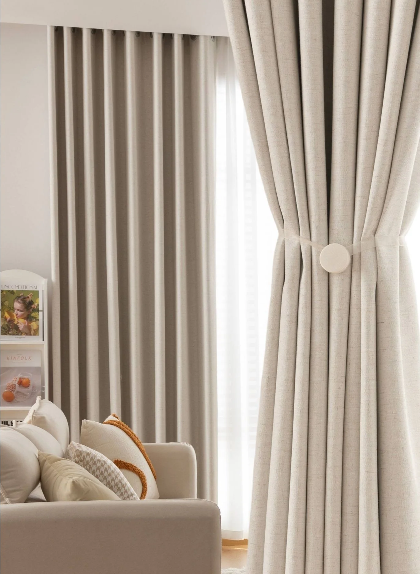 QBAID Blackout Curtain Panel with Natural Texture (Grommet, Hook & Back Tab Hanging Options, 140 cm x 240 cm) 4ajjg