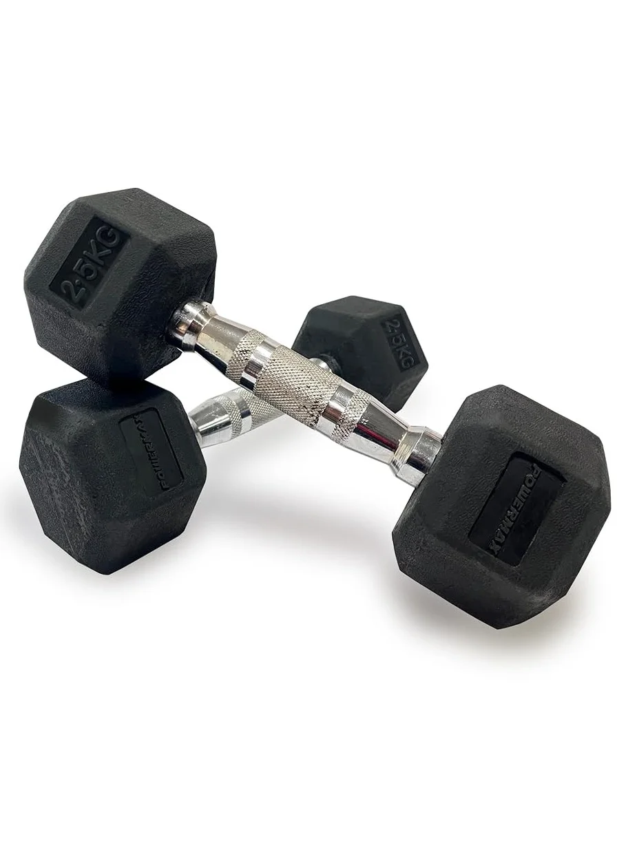 Premium Hexagon Dumbbell Set Rubber Coated Anti-Roll Design for Home Gym Workout (2.5kg Pair, 5kg Total) rqzfu