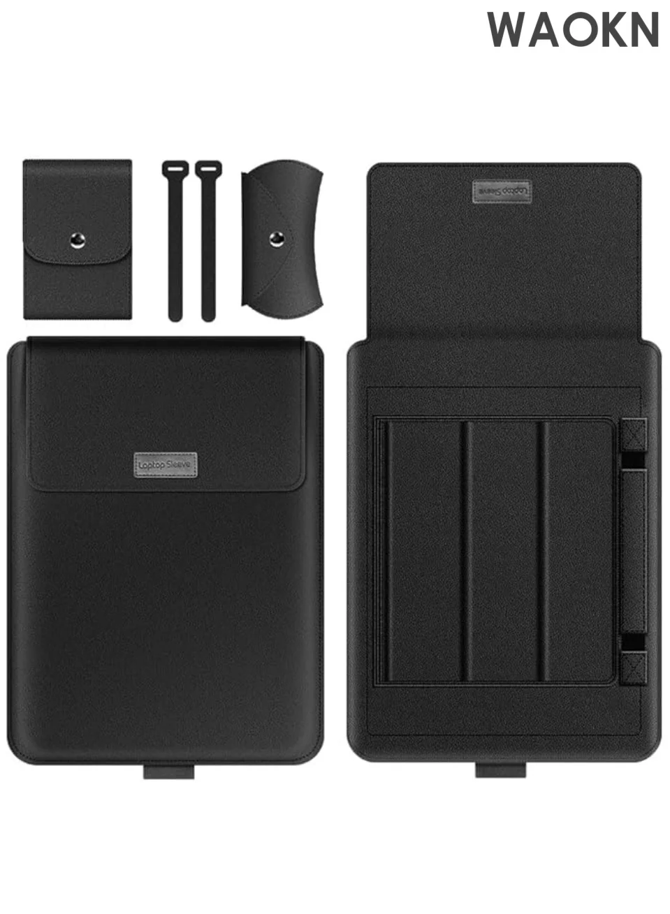 WAOKN Laptop Sleeve Case 3-in-1 Multifunctional Protective Bag with Integrated Stand and Mouse Pad (Grey, 39.6 cm) sl0rn