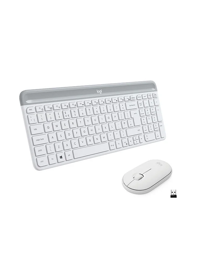 Slim Wireless Keyboard and Mouse Combo Low Profile Whisper-Quiet Desktop Set (Off-White, EN Layout) 0j2lk