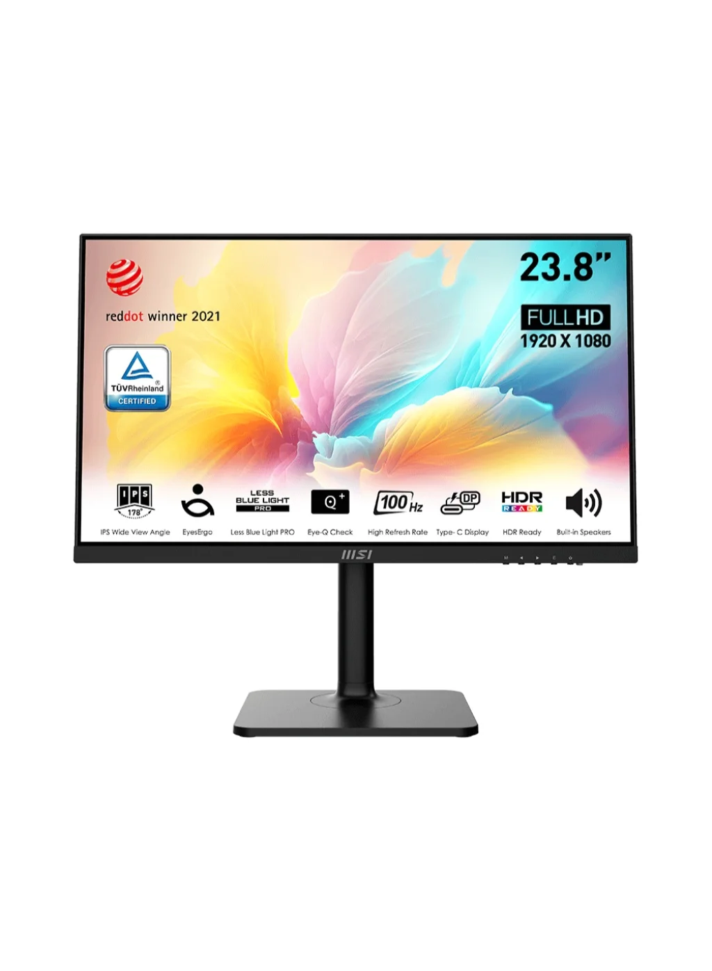Premium 23.8-inch FHD IPS Monitor 100Hz Frameless Display with USB-C PD and Adjustable Stand (Black, 23.8 inch) tw8c9