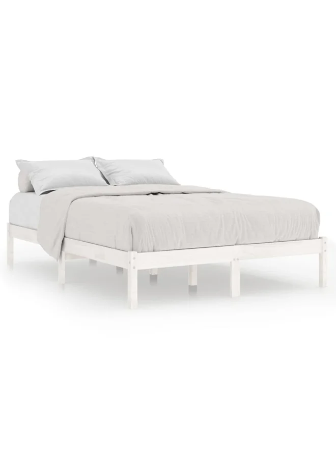 vidaXL Bed Frame Solid Wood Minimalist Platform Base (White, 140x200 cm) etnoy