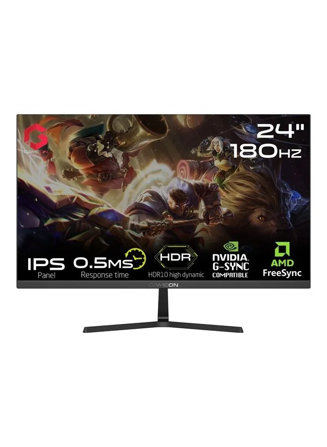 GAMEON 24-inch FHD Gaming Monitor, 180Hz Refresh Rate, 0.5ms Response Time, Fast IPS Display, HDMI 2.0, Adaptive Sync (Black, 24-inch) 3uyci