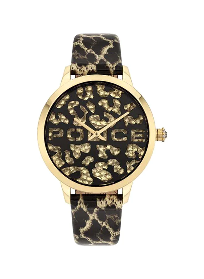 POLICE Bagan Analog Wrist Watch Round Dial Leather Strap Premium Timepiece for Women (36 mm) tap9s