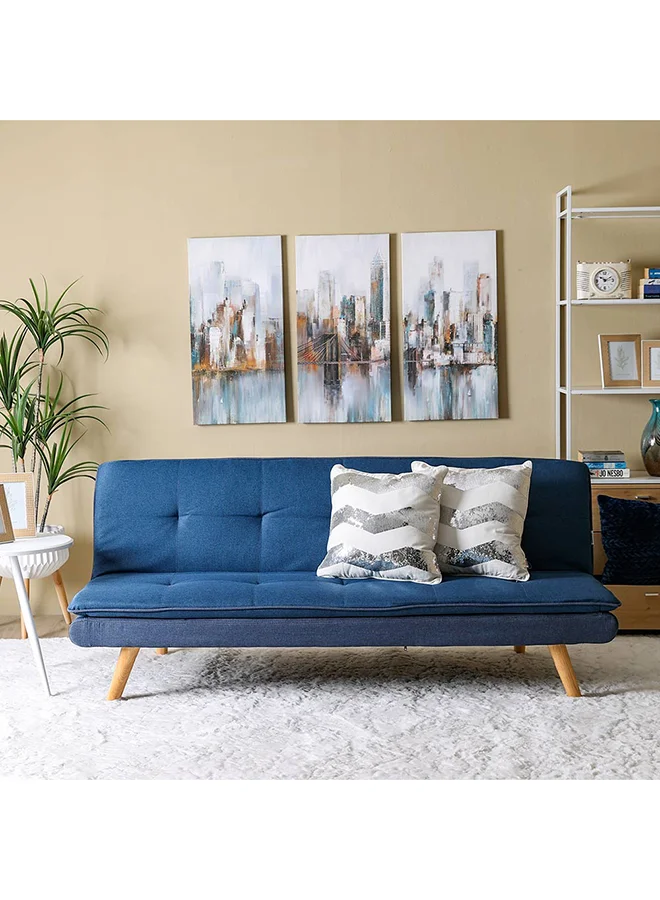 Beatrice 3 Seater Fabric Convertible Sofa Bed Premium Living Room Furniture (Blue, 180x80x77cm) 3vla9