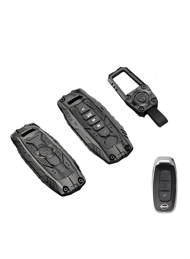 FETUSI Premium Zinc Alloy Car Key Fob Cover with Keychain (Durable Metal Protective Case for SUV Models, Silver) gm0hk
