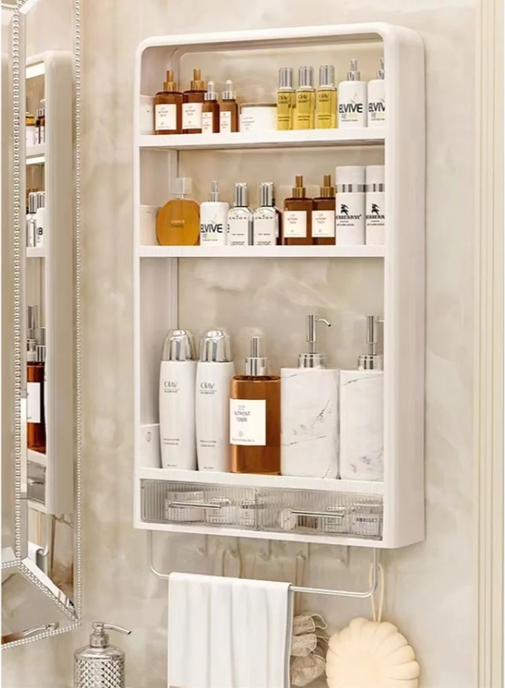 Kutis 4-Tier Wall Mounted Makeup Cosmetic Storage Organizer (White, 40x10x67.5 cm) ztvh3