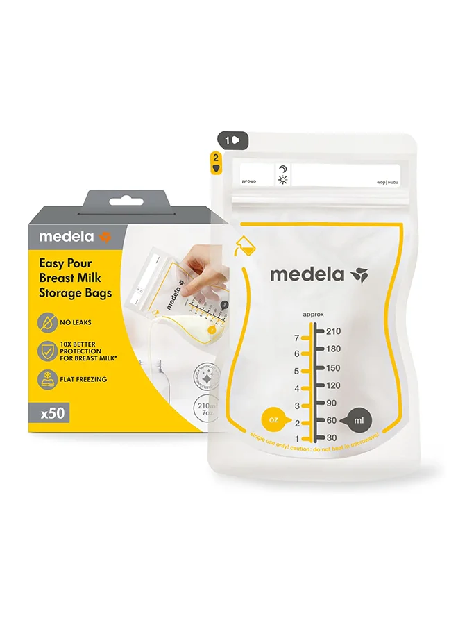 Premium Disposable Breast Milk Storage Bags Leakproof Easy Pour Design (50 Pieces, 210 mL) dorwr