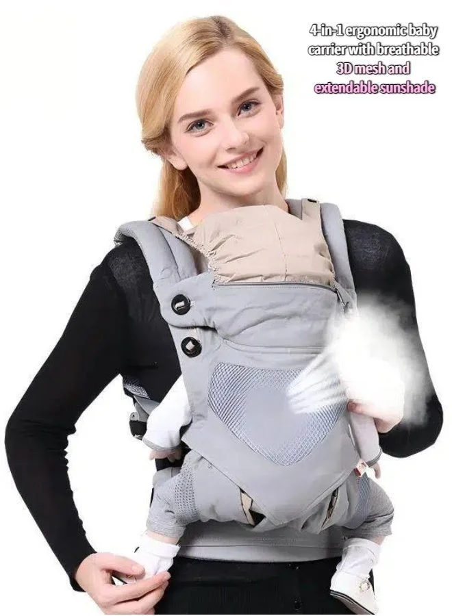 Premium Ergonomic Baby Carrier 4-in-1 Breathable 3D Mesh Backpack Wrap Adjustable Hands-Free Travel Sling for Infants and Toddlers (Charcoal Gray) lhfkn