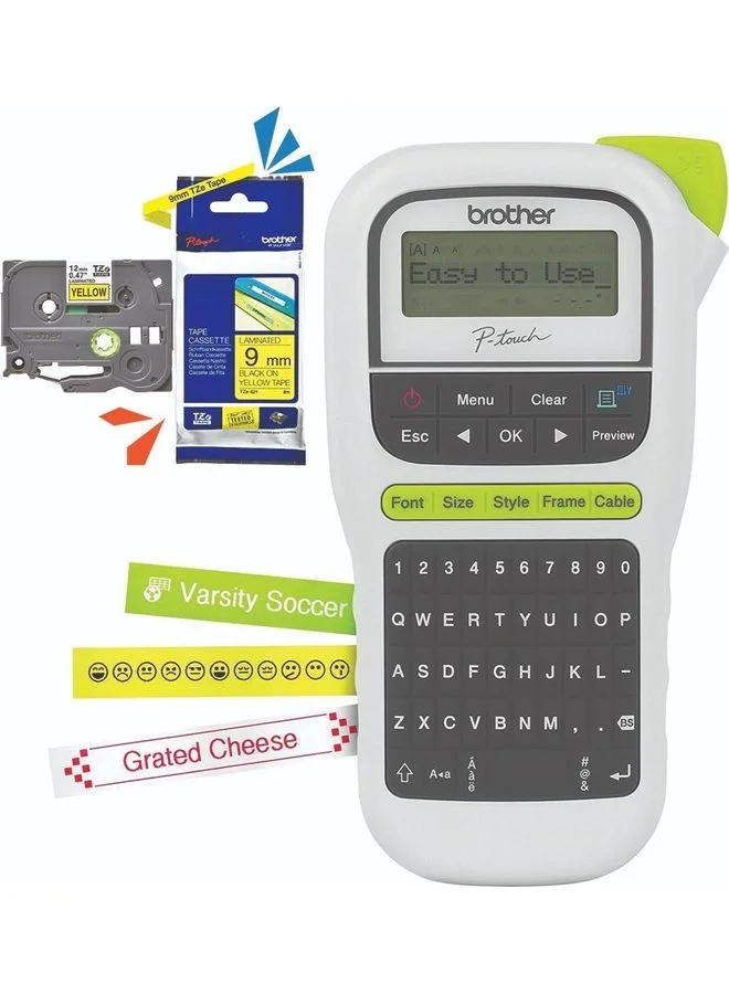 Portable Handheld Label Maker Machine with 9mm x 8m Laminated Tape (Black on Yellow, 1 Unit) t9eqj
