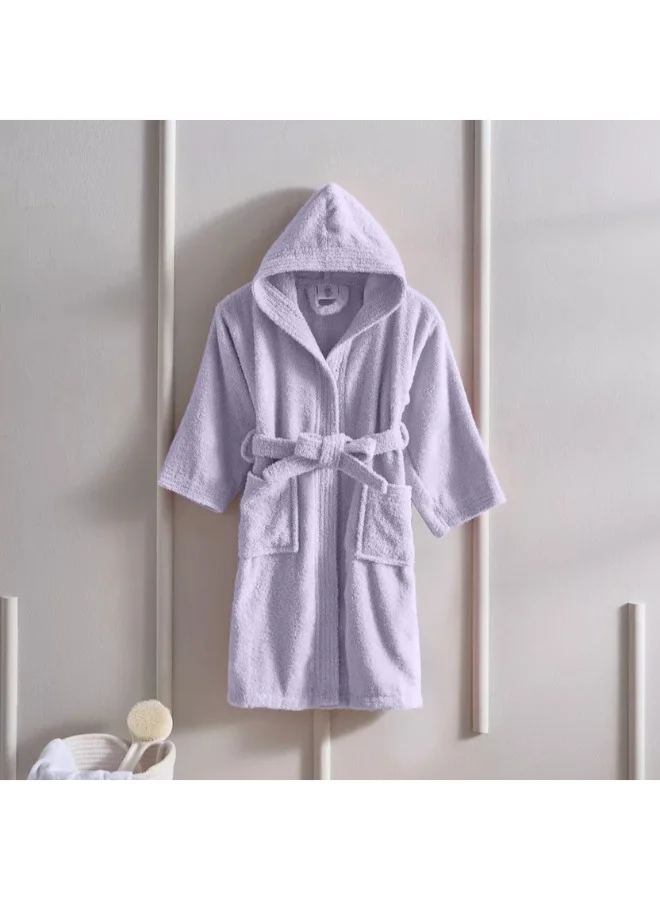 BYFT Premium Kids Hooded Bathrobe Terry Cotton Soft Absorbent Robe for Boys and Girls (Lilac, 108x104 cm) sghv4
