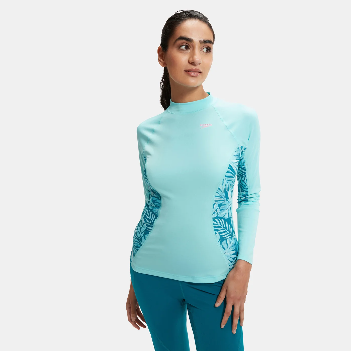 Premium Graphic Printed Long Sleeve Rashguard for Women (Athletic Swimwear, UV Protection, Black, Medium) mh13f