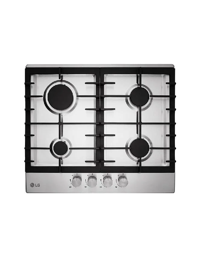 Premium Built-in Gas Hob with 4 Burners High-Efficiency Cooking Stove (Silver and Black, 60 cm) yk713