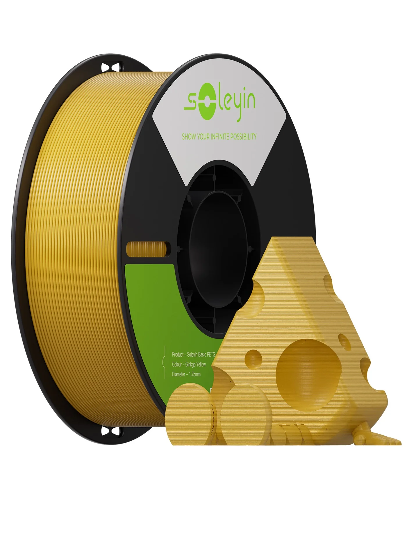 Soleyin PETG 3D Printer Filament 1.75mm High-Speed Professional Printing Material (Yellow, 1kg) xo2x9