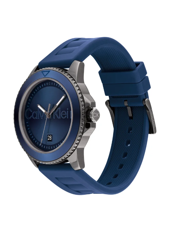 Premium Analog Quartz Wrist Watch for Men Round Silicone Strap (44 mm) 3e1es