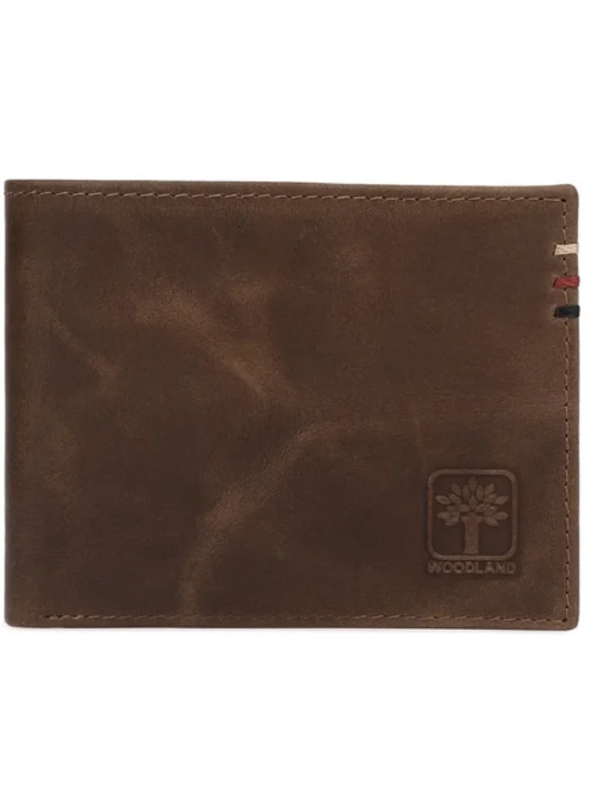 WOODLAND Bi-Fold Wallet for Men Genuine Leather Classic Purse with Coin Pocket and 4 Card Slots (Brown) 2kkox