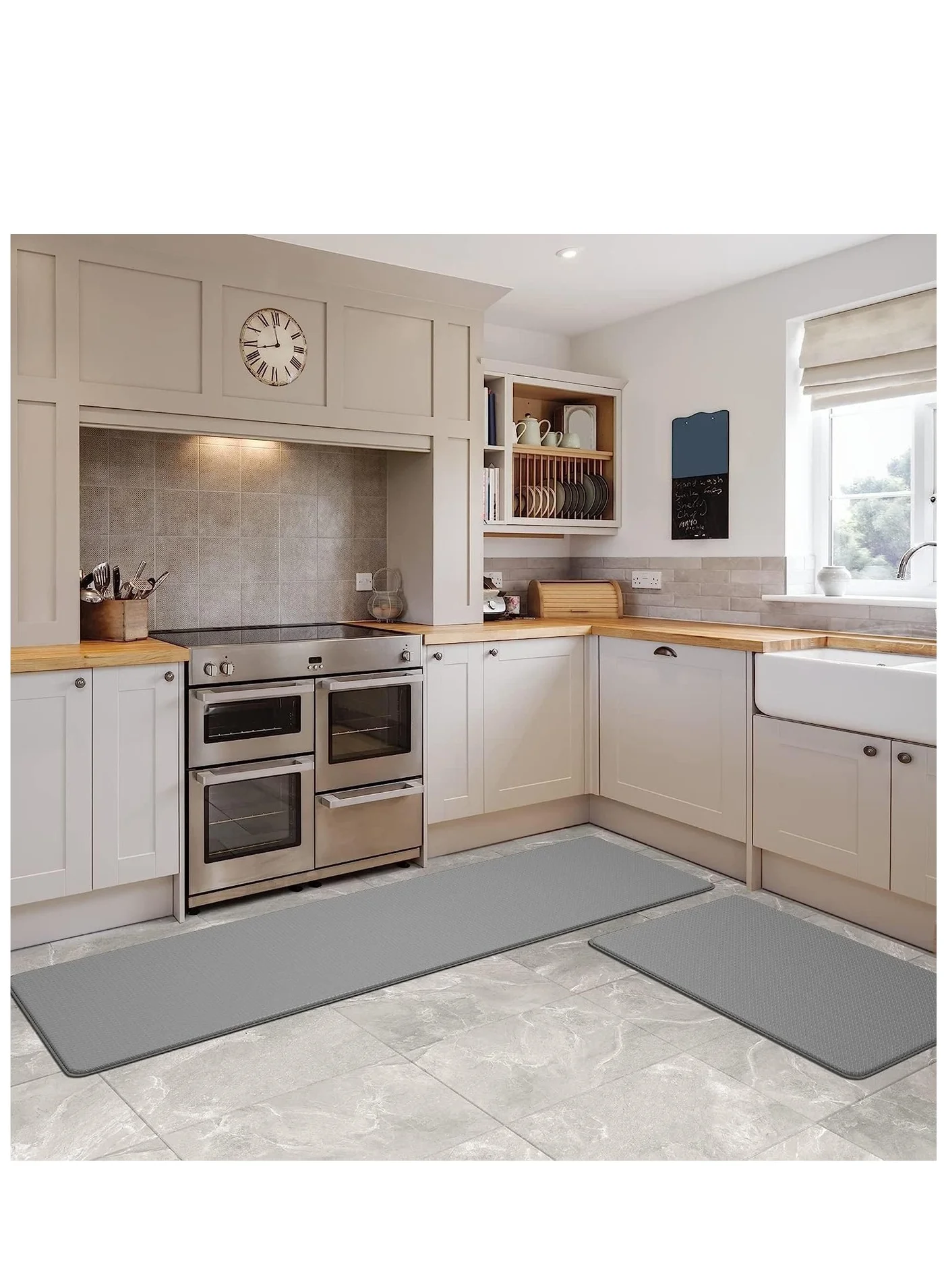 Premium Cushioned Anti-Fatigue Kitchen Mats (Gray, 2-Piece Set, 120cm x 44cm and 75cm x 44cm) 8yieg