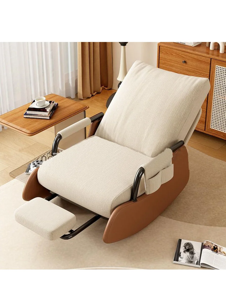Arabest Premium Rocking Lounge Chair with Leg Rest, Ergonomic Reclining Single Sofa for Living Room and Balcony (Off-White) dww4q
