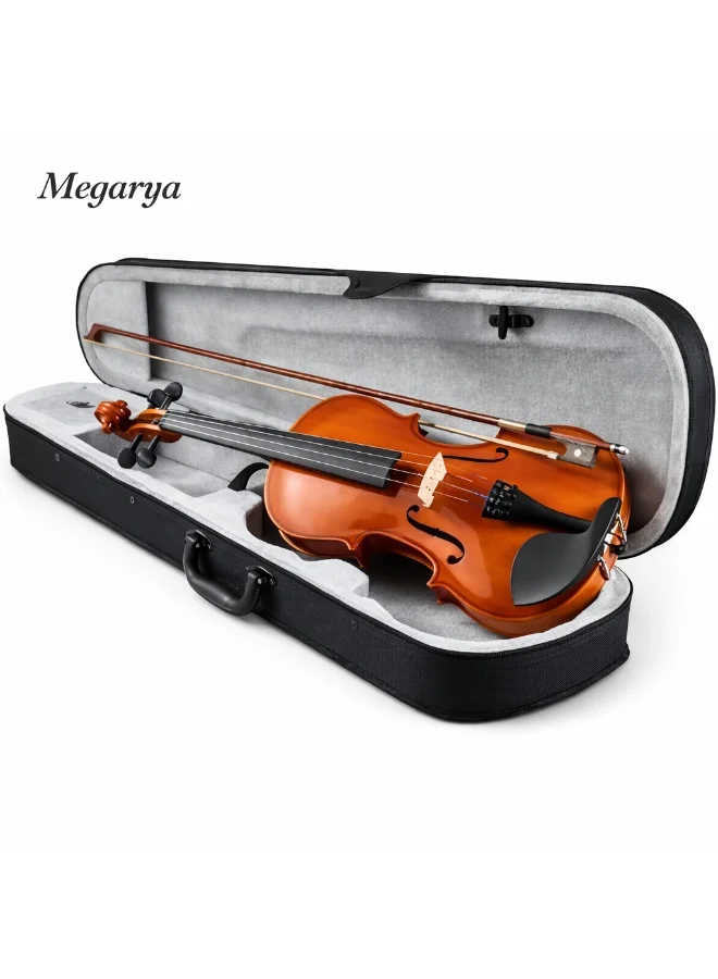 Megarya Handmade 4/4 Indian Maple Wood Violin Set (Professional Acoustic String Instrument with Bow, Rosin, and Hard Case) pzmtp
