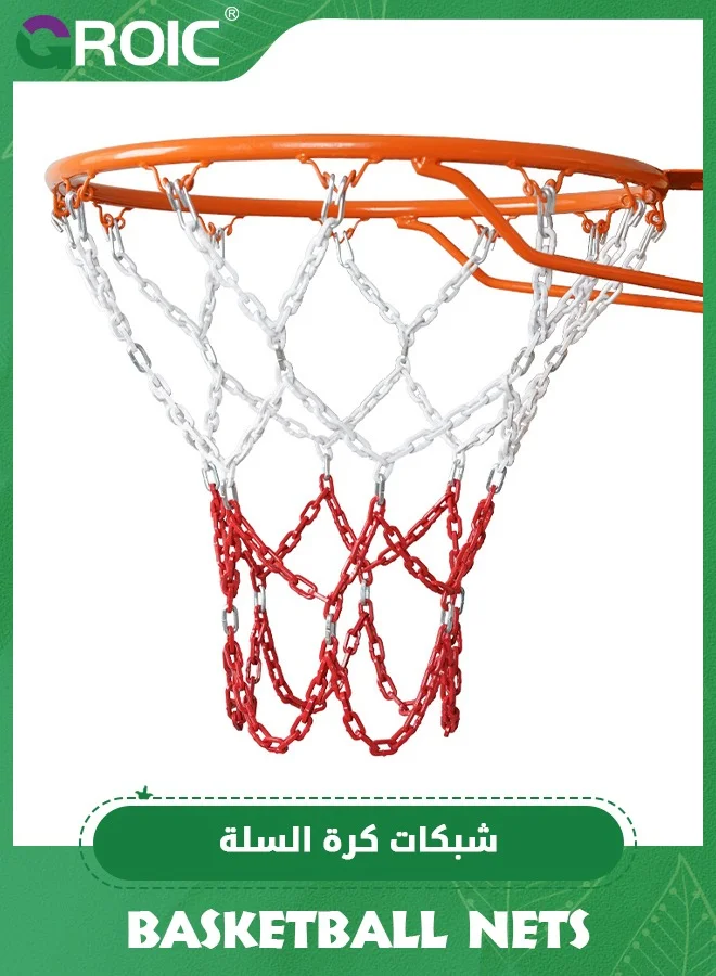 GROIC Heavy Duty Basketball Net Replacement, Premium Metal Chain Hoop Net for Outdoor Use (12-Ring, Standard Size) tl3vm