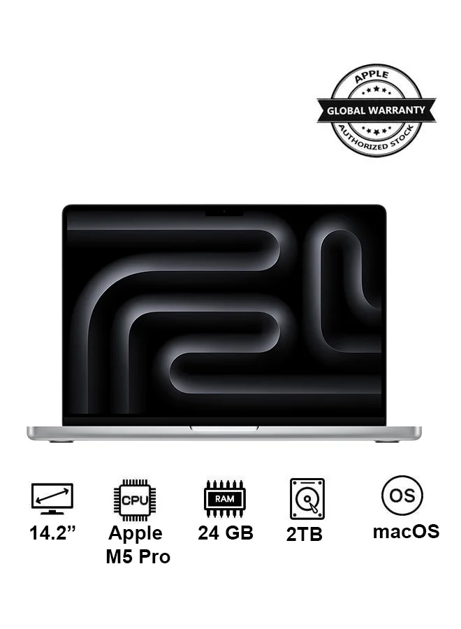 Premium Smart Laptop Pro 14.2 Inch Display 24GB RAM 2TB SSD macOS English And Arabic Keyboard (Silver) 8fs9h