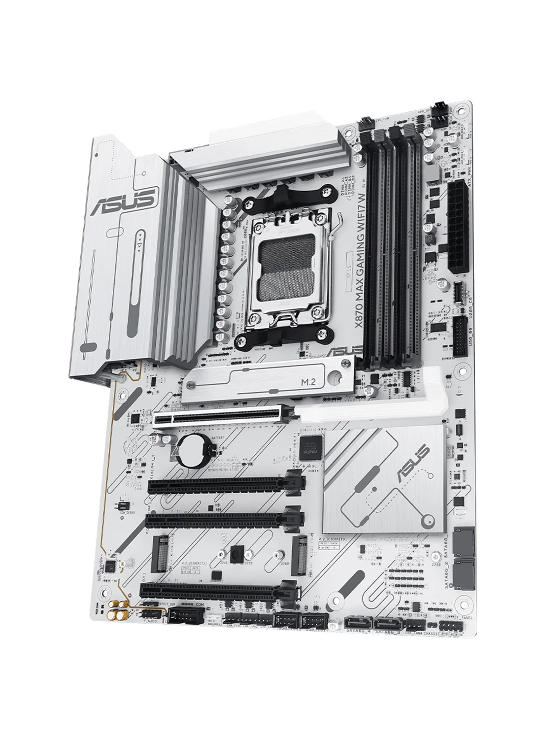 Premium X870 MAX Gaming Motherboard WiFi 7 AM5 Socket ATX White (4x DDR5 Slots, PCIe 5.0, Dual USB4, 2.5Gb LAN) f7vnc