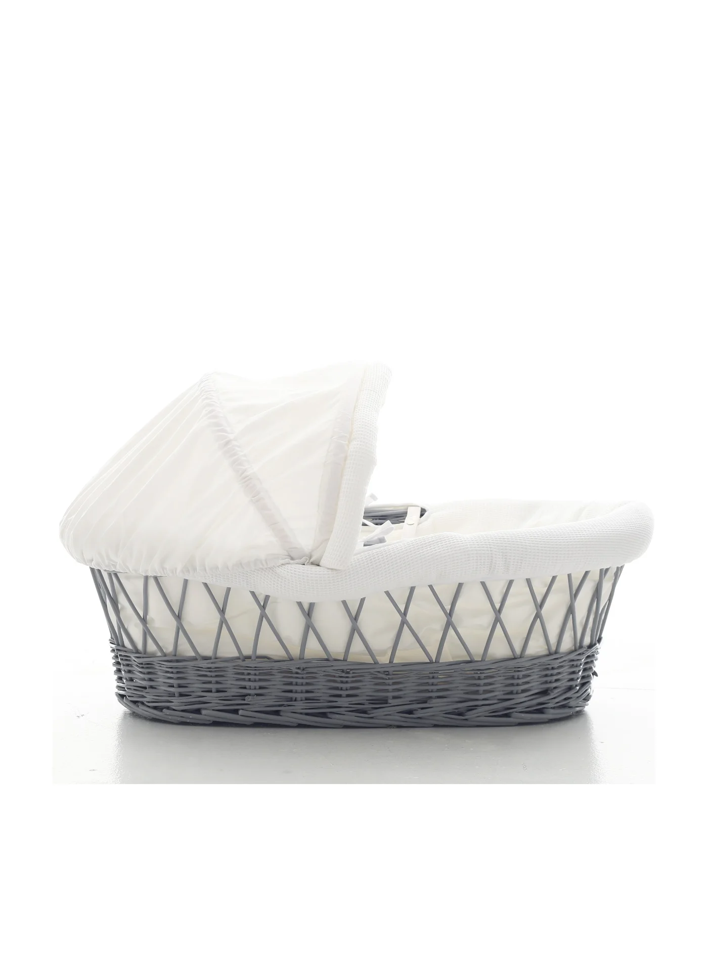 TEKNUM Infant Wicker Moses Basket with White Waffle Bedding (Grey, 80 cm x 45 cm) rbtzs