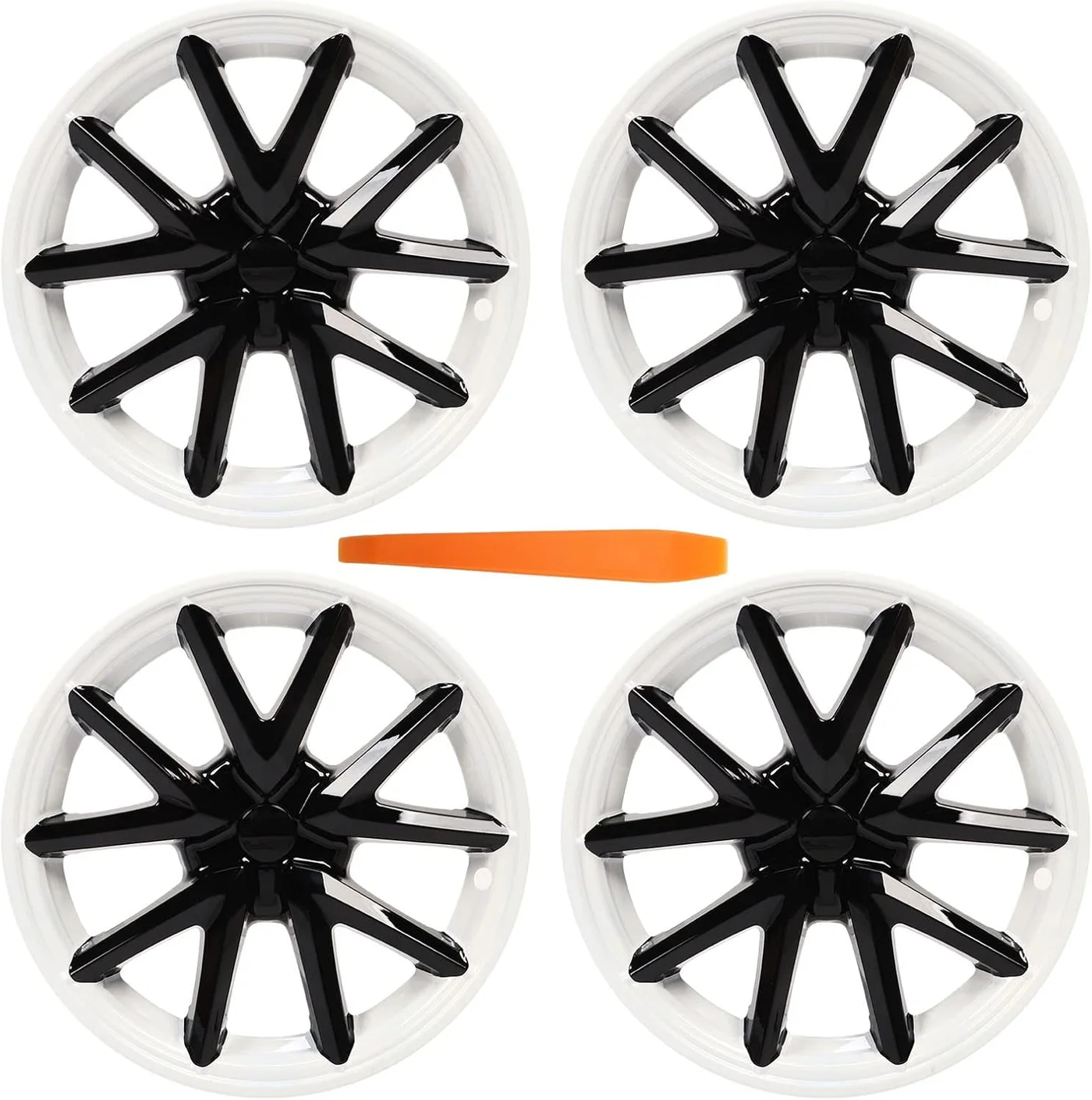Premium Wheel Hub Covers 18in Rim Protectors for Electric Vehicles (White and Black, 4pcs Set) qt064