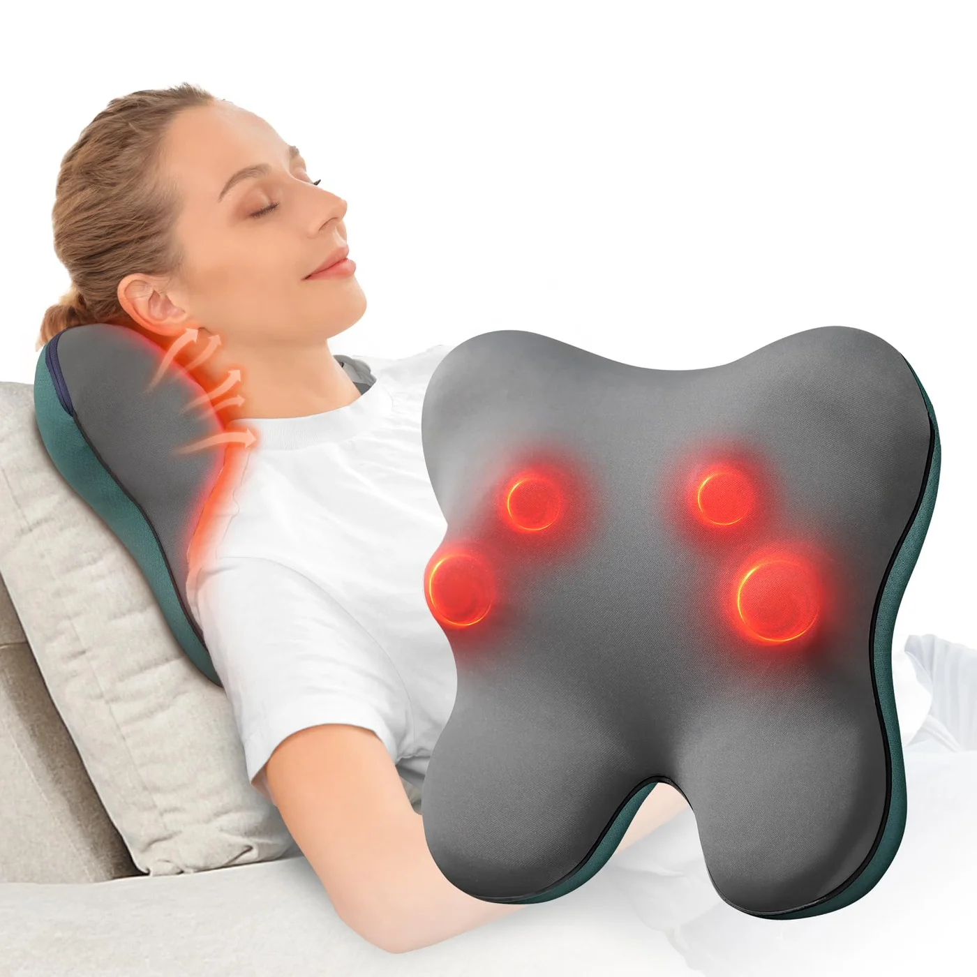 Premium Shiatsu Back and Neck Massager with Heat Therapy Deep Tissue Kneading Pillow for Full Body Relief (Black, 1 Piece) tmt05