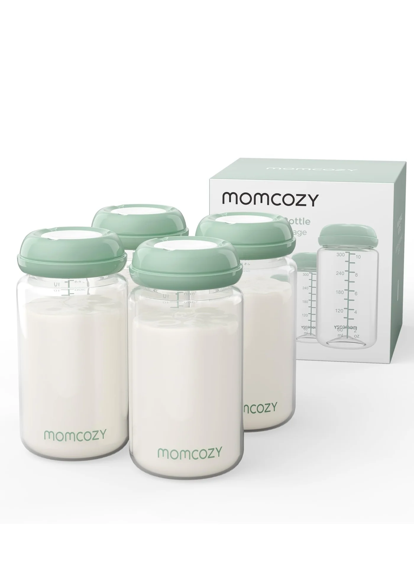 Premium Wide-Neck Milk Storage Container for Breastfeeding (Clear, 4 Pack, 300 mL) m872w