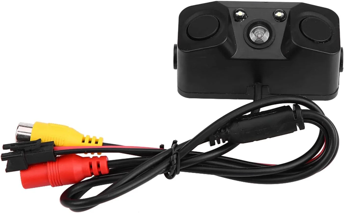 Woobles 3-in-1 Universal Rear View Parking Camera System with LED Lights and Ultrasonic Sensors (12V DC) jgnbr